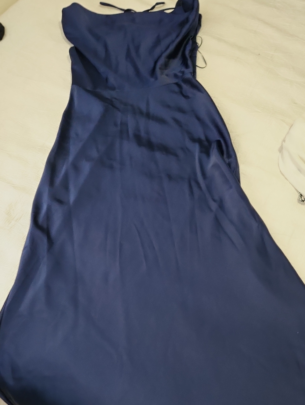 Joie Navy Satin Slip Gown with Adjustable Straps